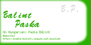 balint paska business card