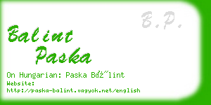 balint paska business card
